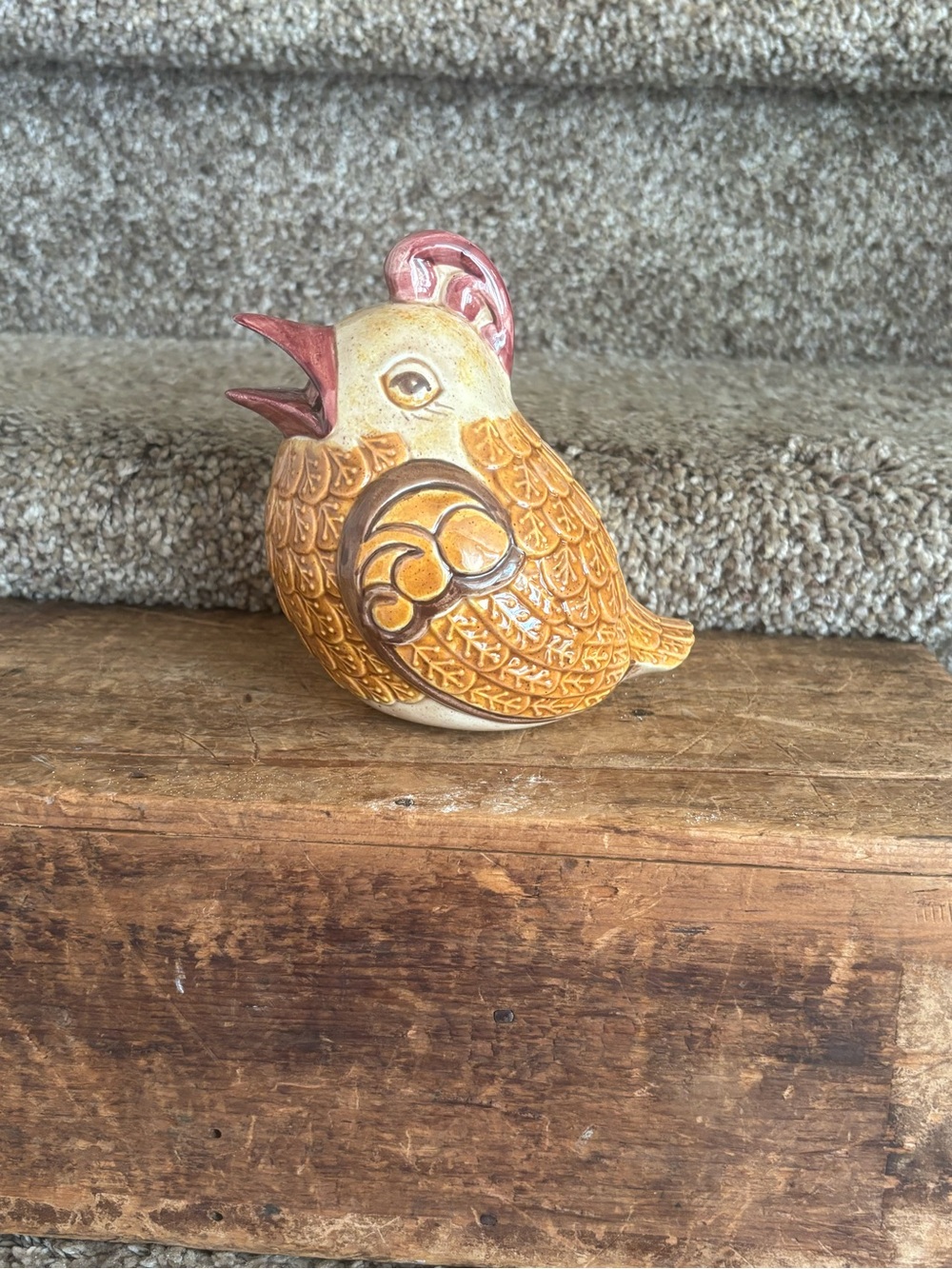 Ceramic Yellow Bird Figurine Decorative Accent